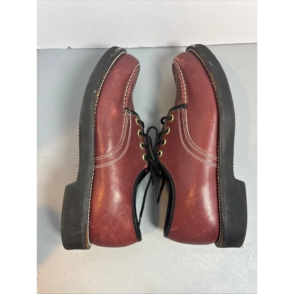 Vintage Moc Toe Oxford Shoes Mens 9D‎ Burgundy Leather Workwear Heritage Korea